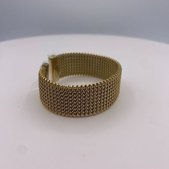 Bracelet/cuff, gold coloured stainless steel, braided mesh, new item, one size - Picture 7 of 16